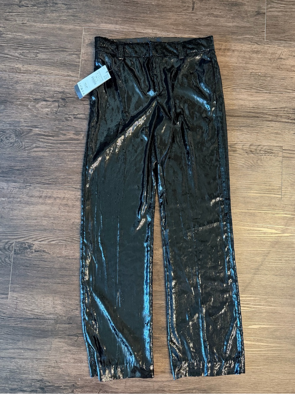 Zara Black Shiny Sequin Wide-Leg Pants